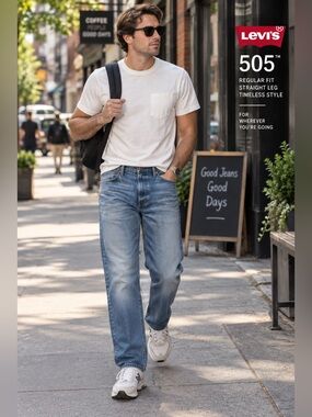 Levi’s 505 Regular Fit Straight Leg Jeans Men’s 40x30 Medium Wash Denim